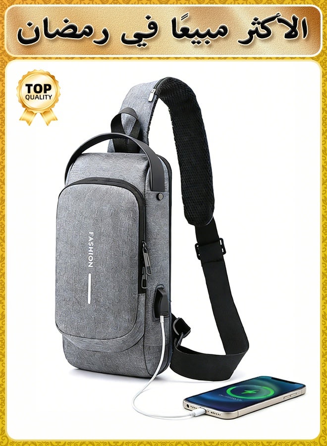 FANGFANGOTD Anti-Theft Sling Bag for Men with Combination Lock, Waterproof Crossbody Bag & Chest Shoulder Daypack with Charging Port - Travel, Hiking, Daily Use | Men's Accessories - Image 1