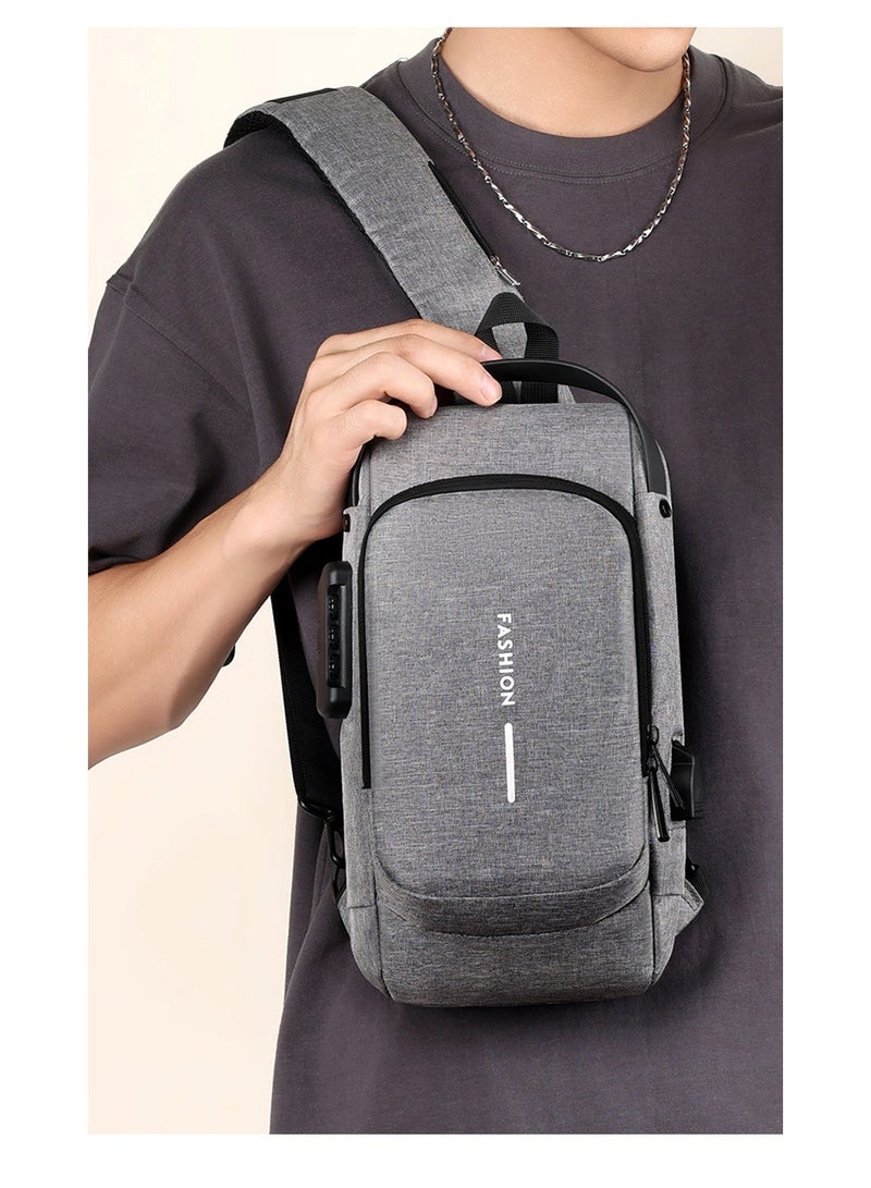 FANGFANGOTD Anti-Theft Sling Bag for Men with Combination Lock, Waterproof Crossbody Bag & Chest Shoulder Daypack with Charging Port - Travel, Hiking, Daily Use | Men's Accessories - Image 3