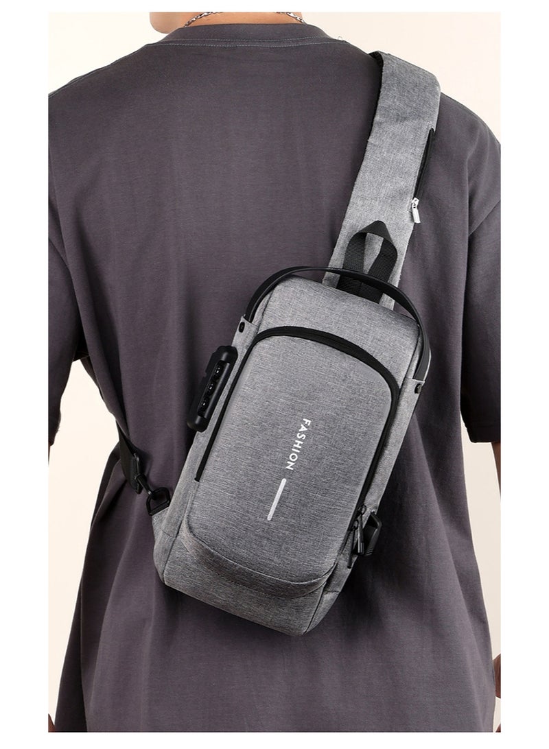 FANGFANGOTD Anti-Theft Sling Bag for Men with Combination Lock, Waterproof Crossbody Bag & Chest Shoulder Daypack with Charging Port - Travel, Hiking, Daily Use | Men's Accessories - Image 2