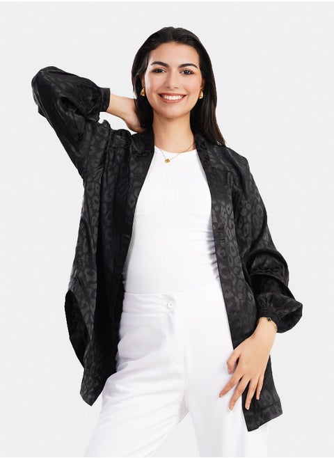 Open Front Satin Cardigan