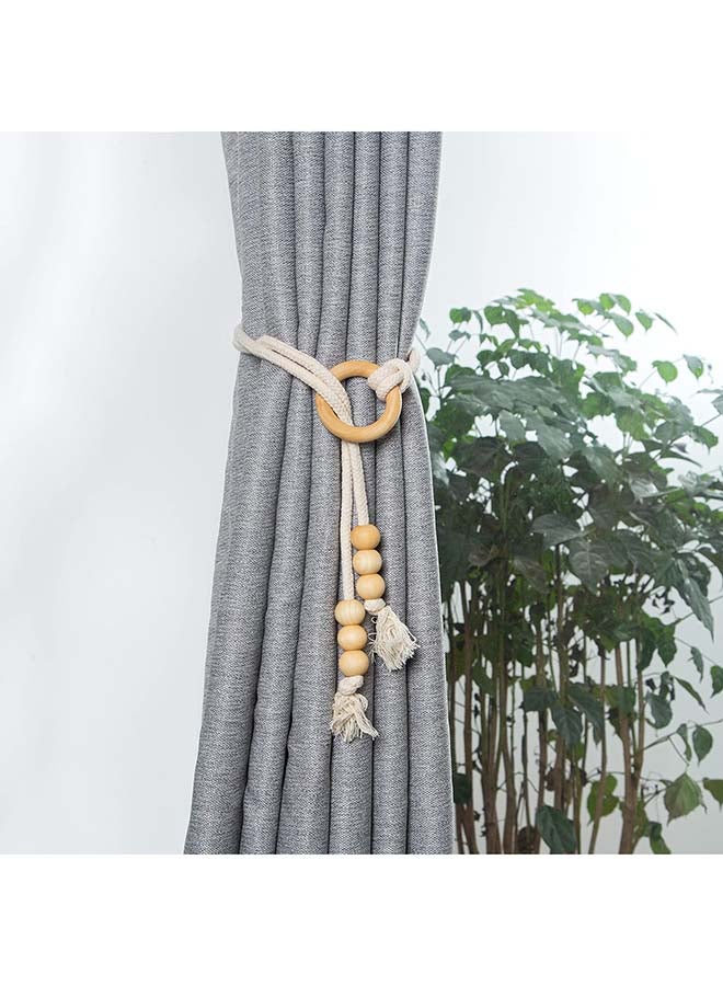 انتيكيانو اربطة ستائر مكرامية من قطعتين بلون كريمي بوهيمي لديكور المنزل - Image 1