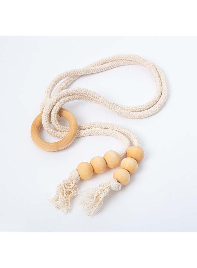 انتيكيانو اربطة ستائر مكرامية من قطعتين بلون كريمي بوهيمي لديكور المنزل - Image 2