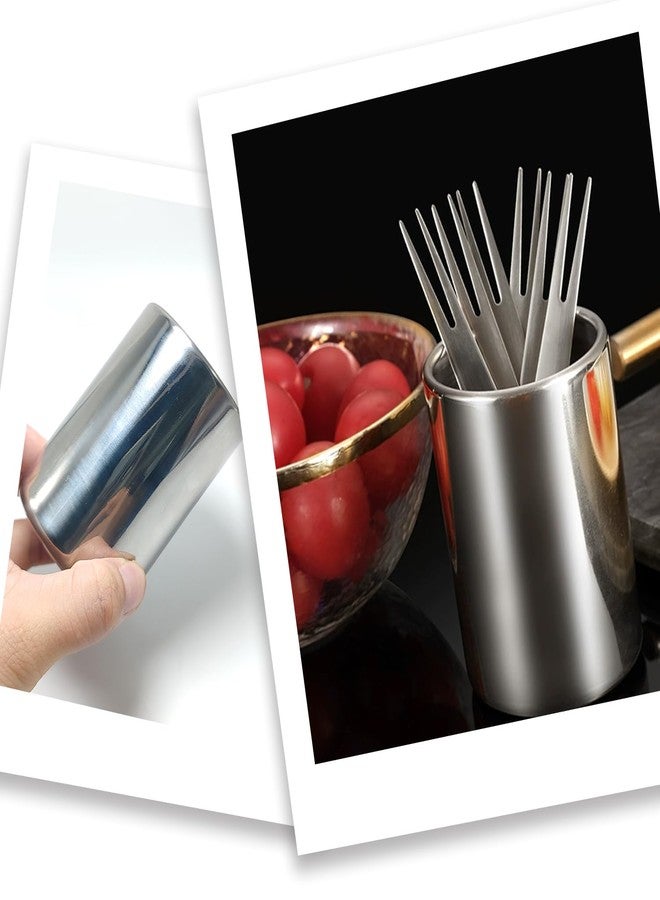 إيلاندي حامل شوكة فواكه من الفولاذ المقاوم للصدأ الفضي من إيلاندي، منظم أدوات مطبخ، حامل شوكة كوكتيل، وعاء تخزين، أدوات طهي، ملعقة، ملعقة مسطحة، حاوية أدوات المائدة - Image 5