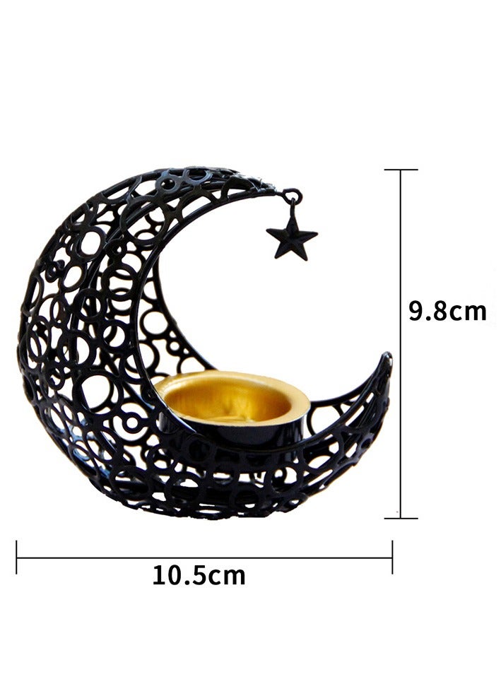 Essence burner for home-portable Bakhoor burner for aromatherapy in home and office, 1 moon-shaped metal material (black/gold) - Image 5