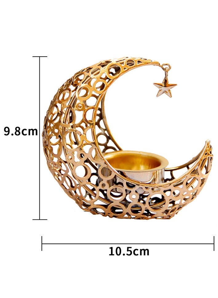 Essence burner for home-portable Bakhoor burner for aromatherapy in home and office, 1 moon-shaped metal material (black/gold) - Image 4