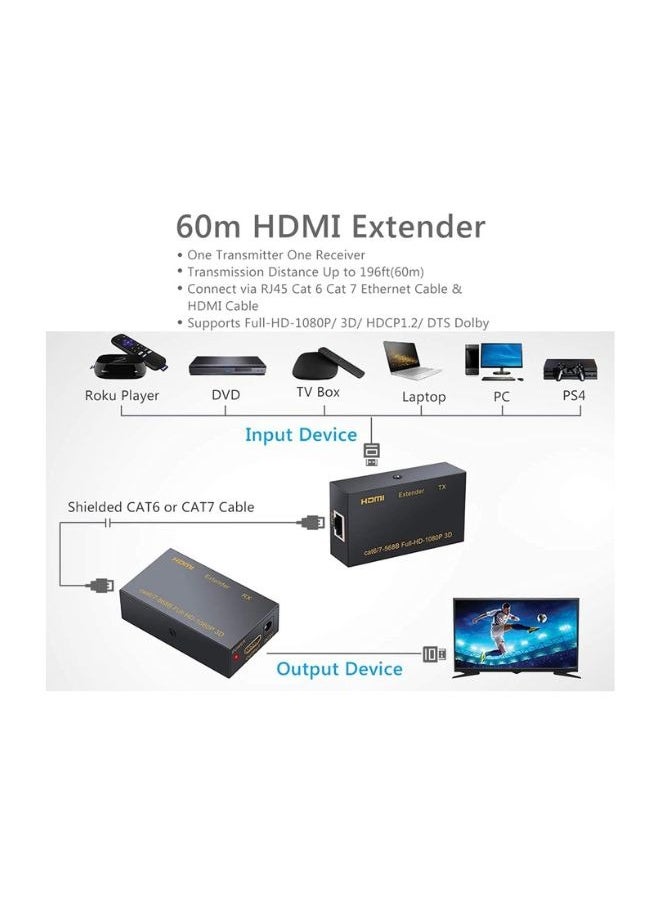 إكس أل تي موسع HDMI Ethernet إلى RJ45 1080P، يتم التوصيل عبر كابل Cat6 Cat7 - 60 متر  - Image 4