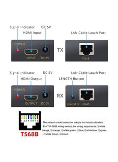 XLT HDMI Ethernet Extender to RJ45 1080P, Connect Over by Cat6 Cat7 Cable - 60m  - Image 2