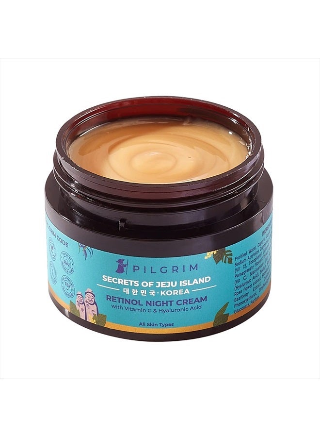 PILGRIM Korean Retinol Night Cream | Enriched with Vitamin C & Hyaluronic Acid | Anti Aging Face Cream | Fights Wrinkle & Dark Circles | for Refreshing Radiant Skin | 1.76 Oz/50gm - Image 1