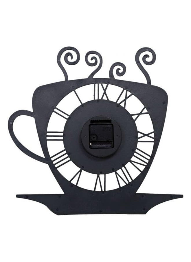 Home - Plastic Teacup Shaped Kitchen Dining Living Room Wall Clock, Black - BD-CLK-CS - Image 1