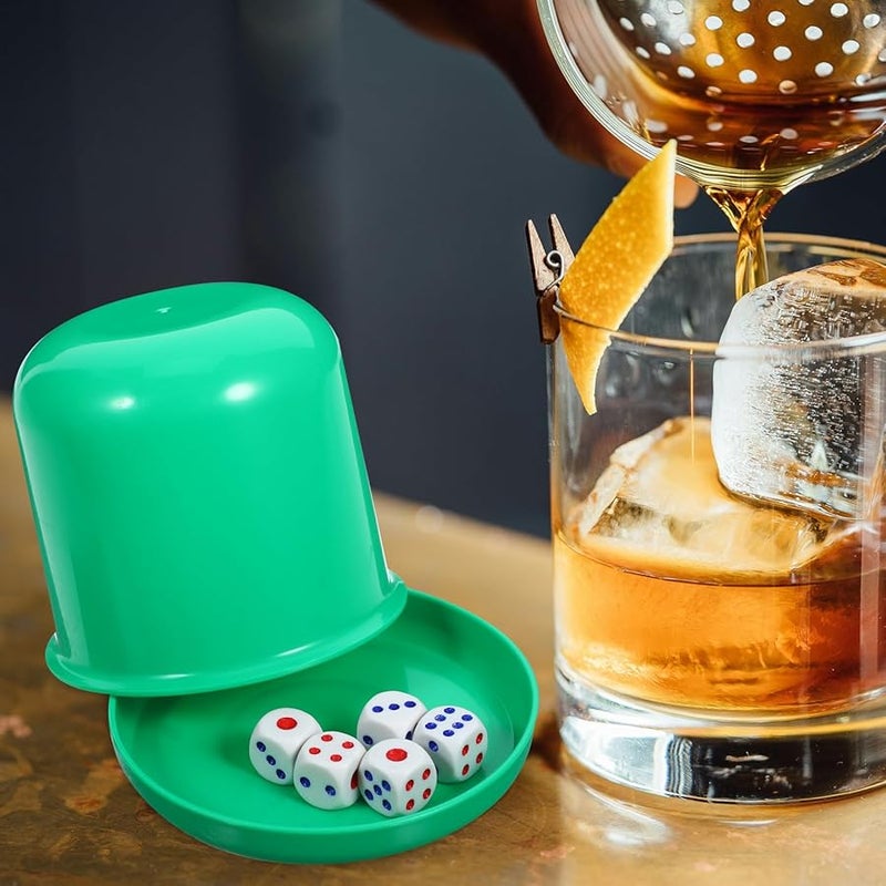 5 قطع مجموعة كؤوس نرد من الأبس مع قاعدة لألعاب الطاولة والزهر وألعاب الحفلات، لون عشوائي - Image 3