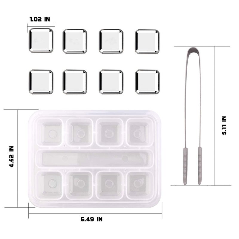 KIYARA MART KIYARA MART Exclusive Stainless Steel Whiskey Stones High Cooling Technology Ice Cubes Chilling Rocks Reusable Wine Stone Durable Beer Drink Freezer Cooler Rock 8 Pcs - Image 2