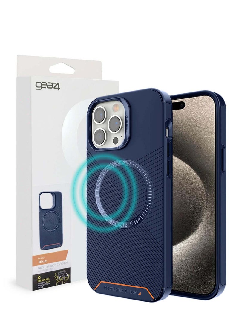 Gear4 - Gear4 MagSafe Compatible Case with D3O® Reinforced Back Plate Case Cover for Apple iPhone 15 Pro – Blue - Image 1