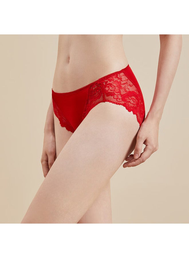 Jinsanta Women's Underwear, Mulberry Silk Lace Trim, Mid-rise Seamless Triangle Panties, Nzf7a204 - Image 1