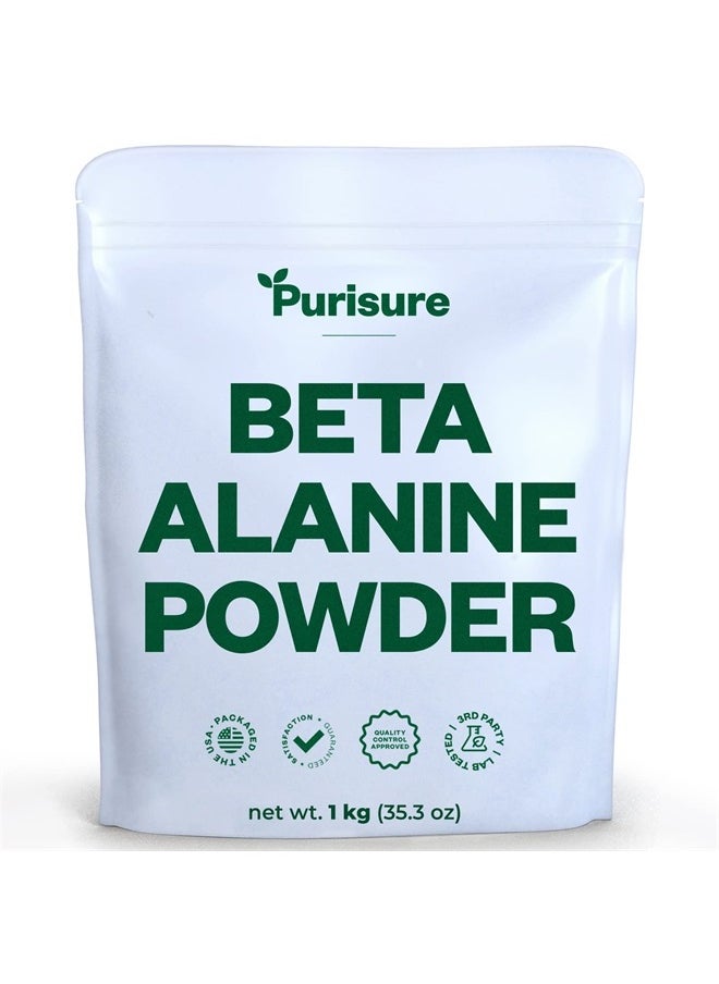 Purisure - Beta Alanine Powder 1kg, Pure Beta Alanine Pre-Workout Supplement for Sustained Energy, Beta Alanine Pre Workout Powder for Men and Women, Alanine Supplement for Endurance, 1,334 Servings - Image 1