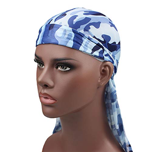 Diy Military Camouflage Premium Silky Durags with Long Tail Colorful 360 Waves Doo rag for Men Du rag Cap (3/4 Packed), Set1-silky-3 Packed, Medium - Image 5
