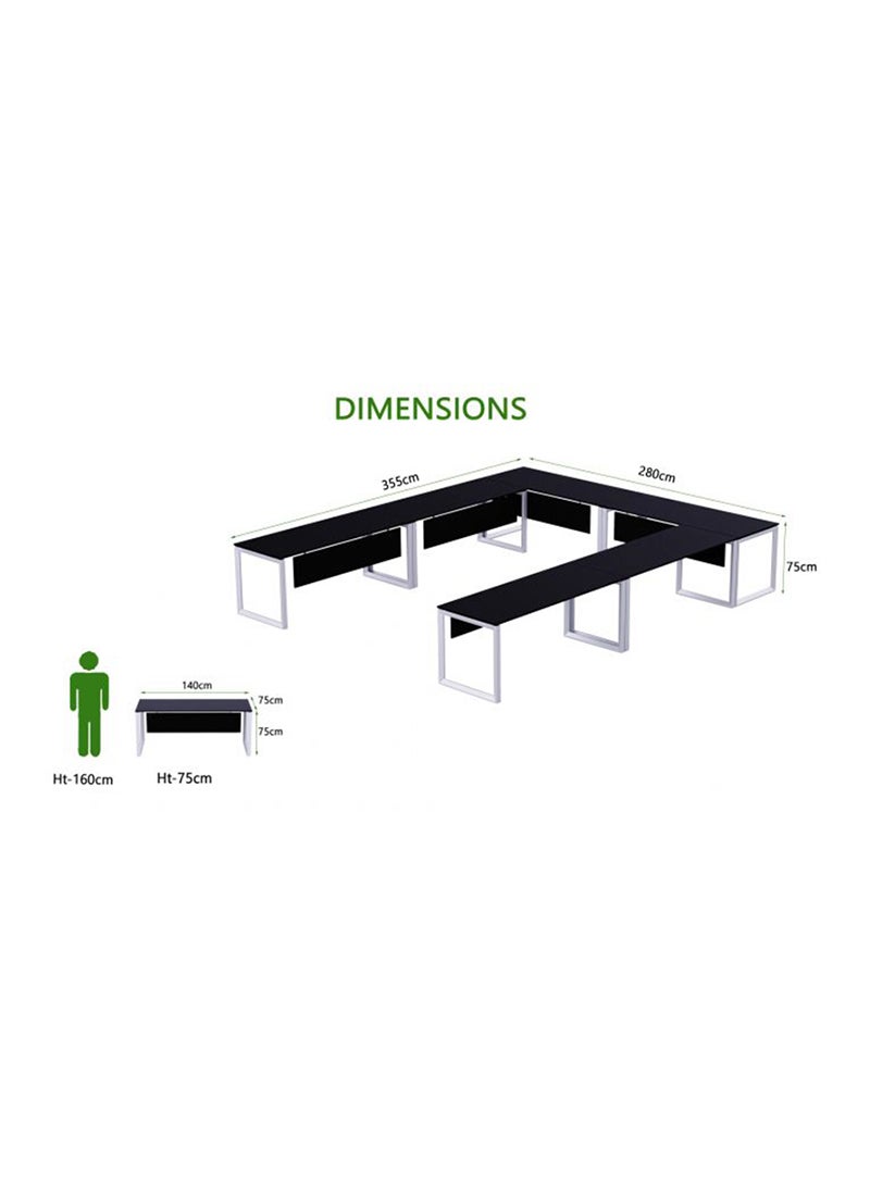 Mahmayi Mahmayi Vorm 136-14 12 Seater Black U-Shaped Conference-Meeting Table  - Image 4
