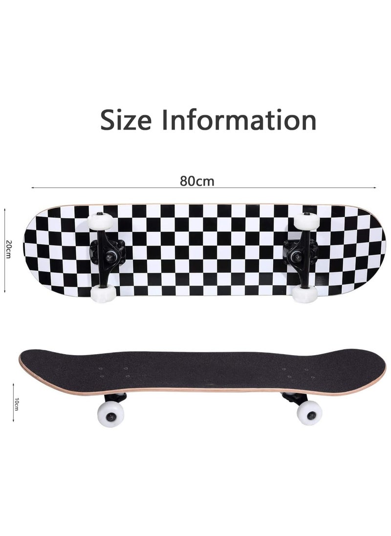 Arabest - Professional Beginner Skateboard 80x20cm - Complete Double Kick Concave Design, 7 Ply Maple Durable Deck for Kids & Adults, Ideal for Training & Outdoor Sports - Image 1