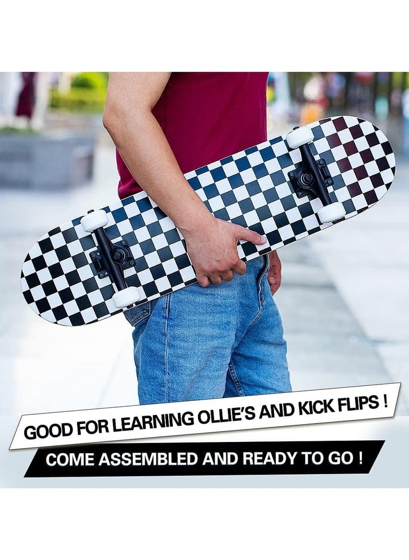 Arabest - Professional Beginner Skateboard 80x20cm - Complete Double Kick Concave Design, 7 Ply Maple Durable Deck for Kids & Adults, Ideal for Training & Outdoor Sports - Image 1