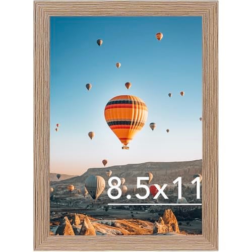 JCJMY 8.5x11 Picture Frame Rustic Brown for Wall Hanging or Tabletop, Wall Mounting Horizontally or Vertically, 8.5 x 11 Wall Gallery Poster Photo Frame with Durable Shatter Resistant Plexiglass, Rustic - Image 1
