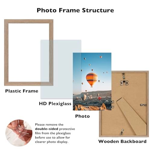 JCJMY 8.5x11 Picture Frame Rustic Brown for Wall Hanging or Tabletop, Wall Mounting Horizontally or Vertically, 8.5 x 11 Wall Gallery Poster Photo Frame with Durable Shatter Resistant Plexiglass, Rustic - Image 2