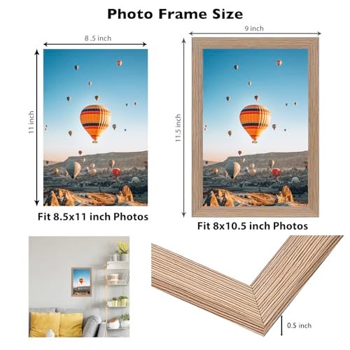 JCJMY 8.5x11 Picture Frame Rustic Brown for Wall Hanging or Tabletop, Wall Mounting Horizontally or Vertically, 8.5 x 11 Wall Gallery Poster Photo Frame with Durable Shatter Resistant Plexiglass, Rustic - Image 3