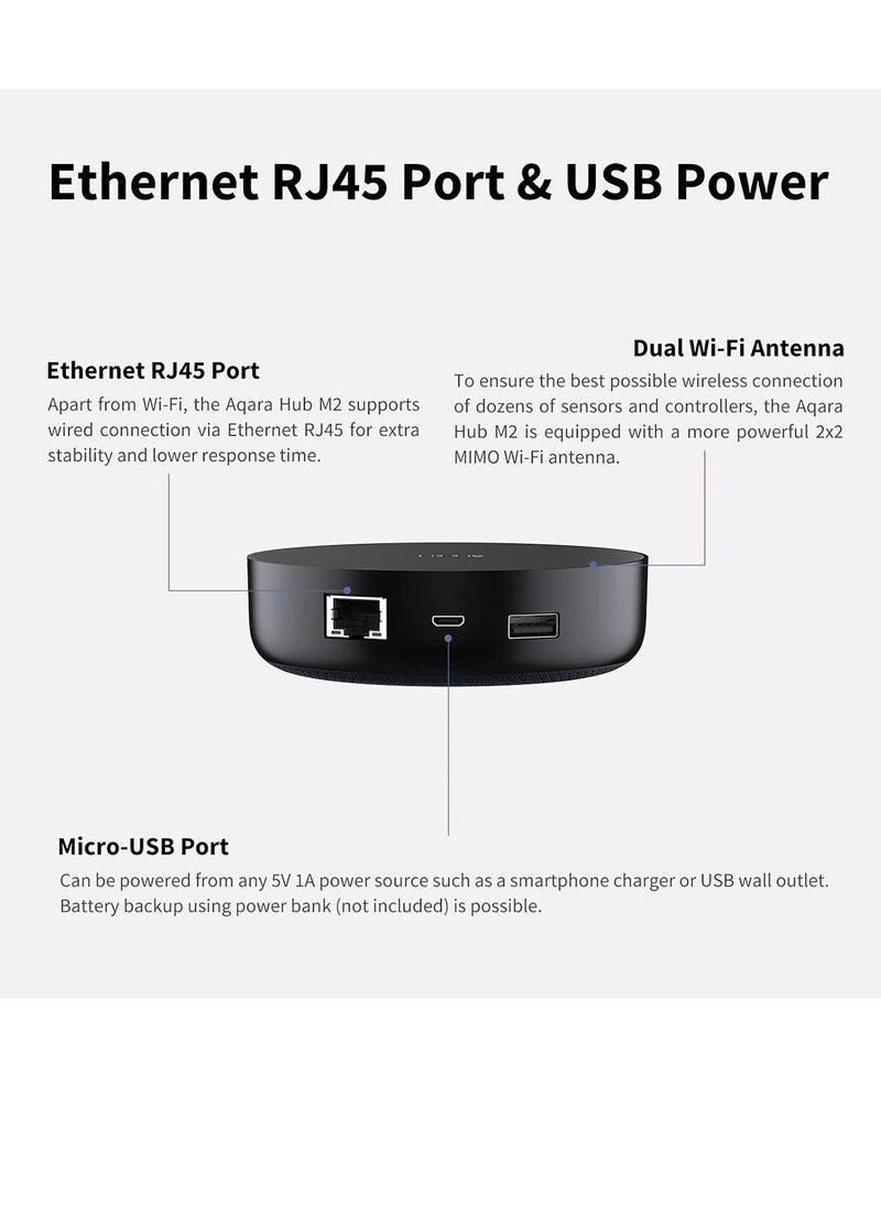 أكارا - مركز المنزل الذكي Aqara Hub M2، دعم Zigbee 3.0، ما يصل إلى 128 جهاز، منفذ Ethernet RJ45، مكبر صوت مدمج أسود - Image 1