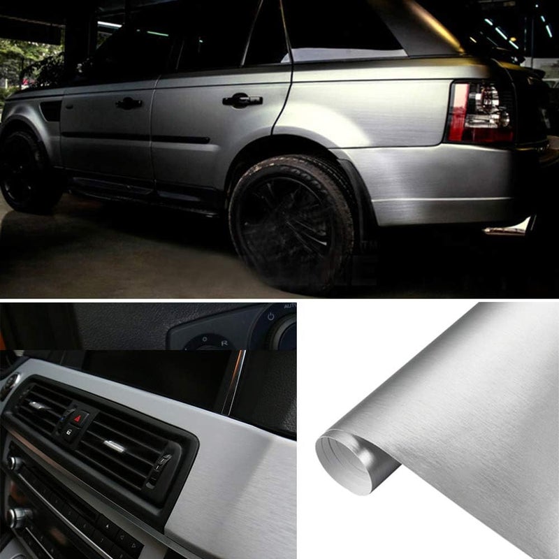 LZLRUN Brushed Metallic Steel Vinyl Wrap Roll with Air Release Technology (Silver, 2Inch x 30ft) - Image 5