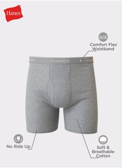 هينز ملابس داخلية بوكسر قطنية للرجال من Hanes (أسود/رمادي)  - Image 2