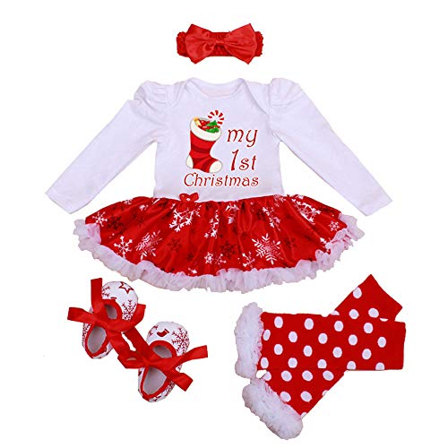 Winmany Newborn Baby Girls Christmas Romper Tutu Dress Outfit Headband Leg Warmer Shoes - Image 1