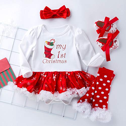 Winmany Newborn Baby Girls Christmas Romper Tutu Dress Outfit Headband Leg Warmer Shoes - Image 3