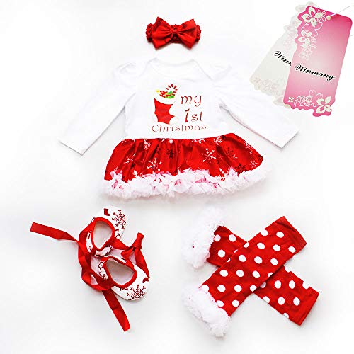 Winmany Newborn Baby Girls Christmas Romper Tutu Dress Outfit Headband Leg Warmer Shoes - Image 2