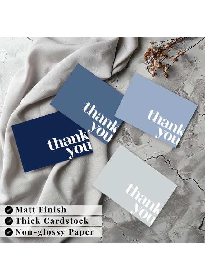 Paper Play Thank You Cards Bulk Pack of 40 Blue, 5x3.5 Inches with Matching Stickers & Envelopes, Minimalistic Design Suitable for Business, Baby Shower, Wedding, Small Business, Graduation, Funeral - Image 4