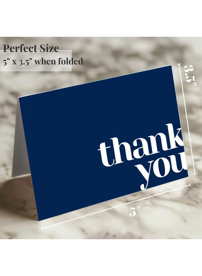 Paper Play Thank You Cards Bulk Pack of 40 Blue, 5x3.5 Inches with Matching Stickers & Envelopes, Minimalistic Design Suitable for Business, Baby Shower, Wedding, Small Business, Graduation, Funeral - Image 2