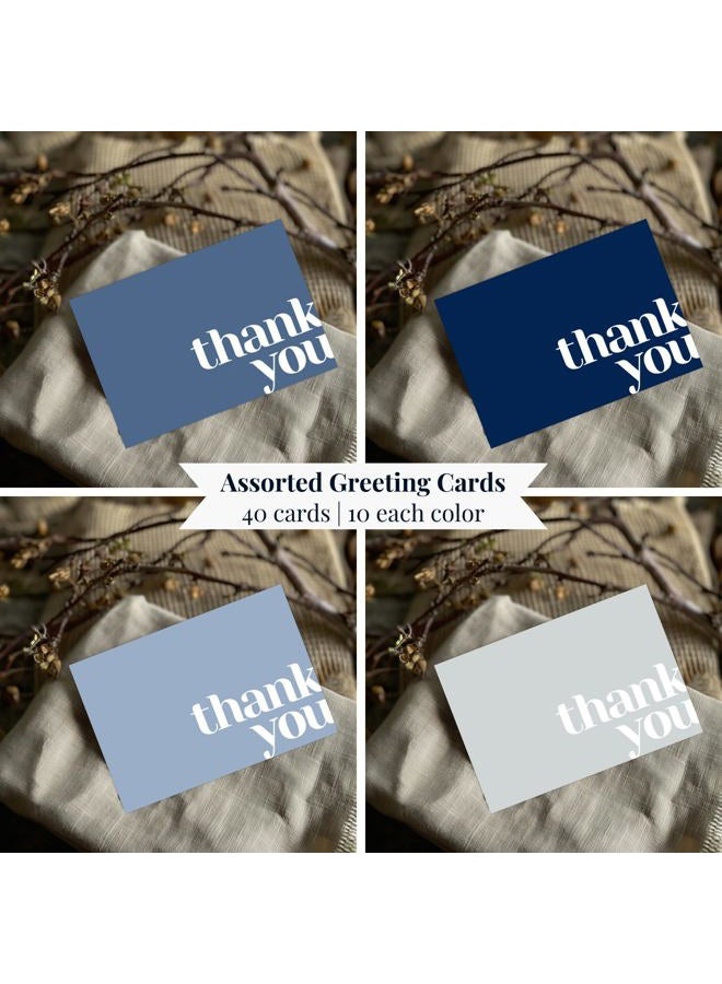 Paper Play Thank You Cards Bulk Pack of 40 Blue, 5x3.5 Inches with Matching Stickers & Envelopes, Minimalistic Design Suitable for Business, Baby Shower, Wedding, Small Business, Graduation, Funeral - Image 5