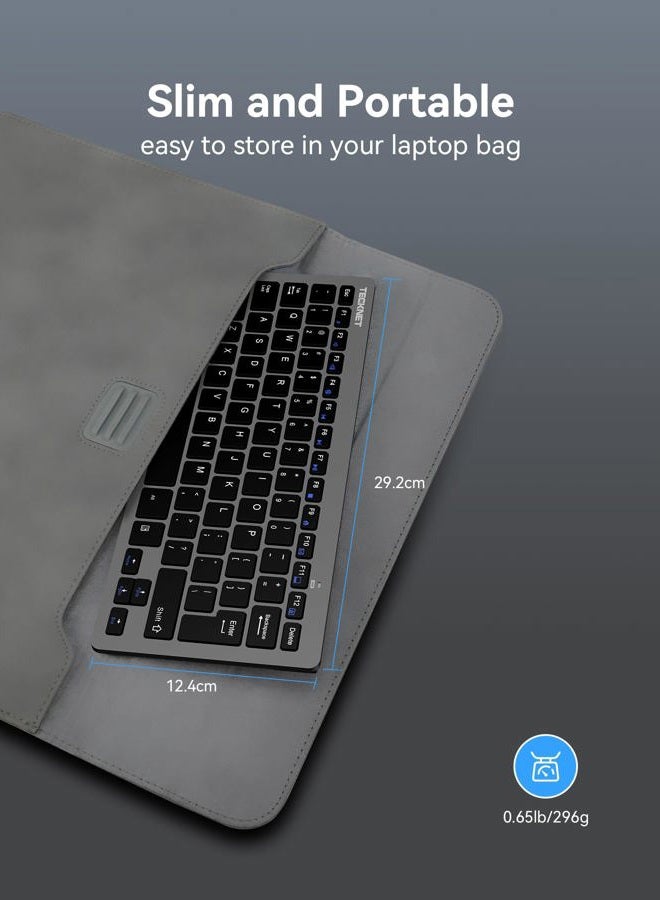 TECKNET 2.4G Wireless Keyboard, Small Wireless Keyboard with Media Hotkeys, Ultra Slim Compact Wireless Keyboard, 12-Month Battery Life, Compatible with PC, Desktop, Laptop, Smart TV - Grey - Image 2