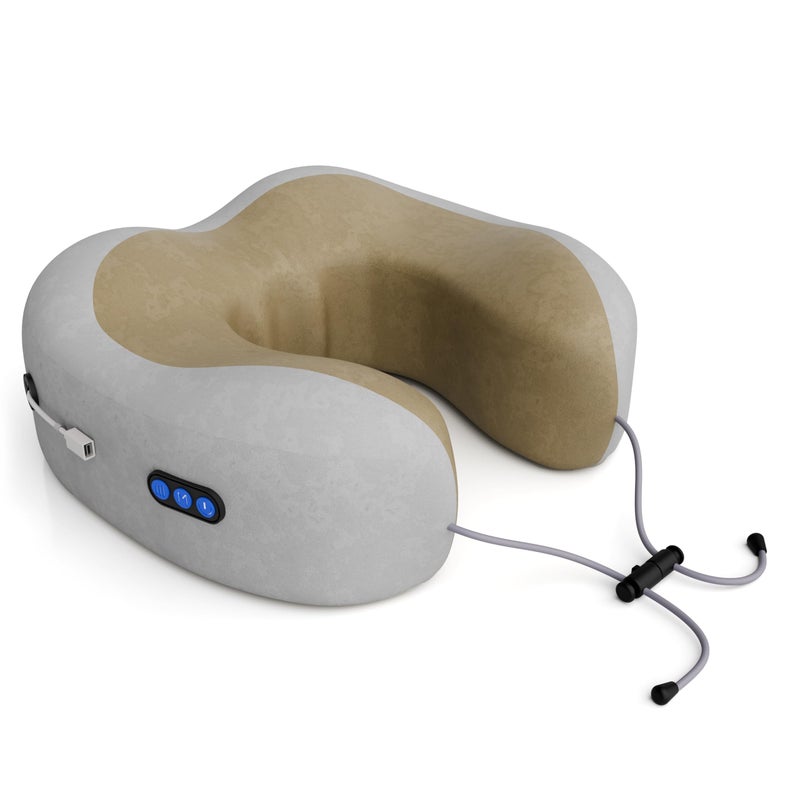 SELLASTIC Travel Neck Pillow Electric Massager - Memory Foam for Cervical Pain Relief, 3 Massage Modes, Rechargeable, Wireless for Air Travel, Car, Home, Office - Gift - Image 1