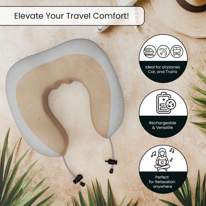 SELLASTIC Travel Neck Pillow Electric Massager - Memory Foam for Cervical Pain Relief, 3 Massage Modes, Rechargeable, Wireless for Air Travel, Car, Home, Office - Gift - Image 5
