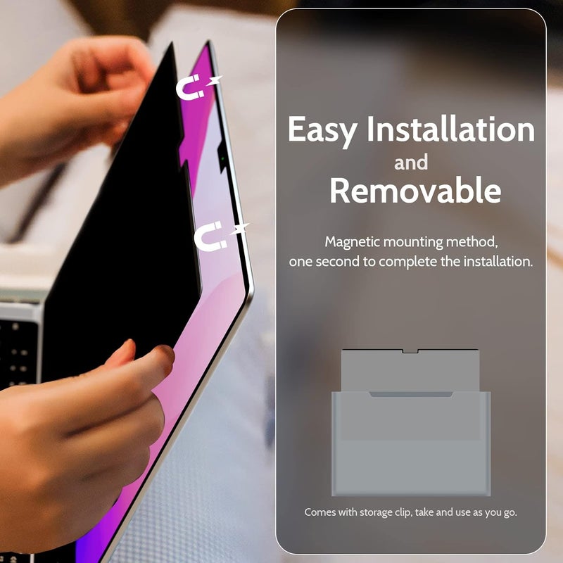 Peslv شاشة خصوصية متوافقة مع MacBook Pro 14 بوصة (2021-2023، M1، M2، M3) - A2918 A2992 A2442 A2779، واقي شاشة خصوصية قابل للإزالة مغناطيسيًا غير لامع مضاد للوهج الأزرق مقاس 14 بوصة لجهاز Mac - Image 3