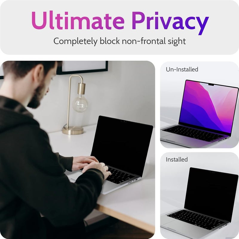 Peslv شاشة خصوصية متوافقة مع MacBook Pro 14 بوصة (2021-2023، M1، M2، M3) - A2918 A2992 A2442 A2779، واقي شاشة خصوصية قابل للإزالة مغناطيسيًا غير لامع مضاد للوهج الأزرق مقاس 14 بوصة لجهاز Mac - Image 2