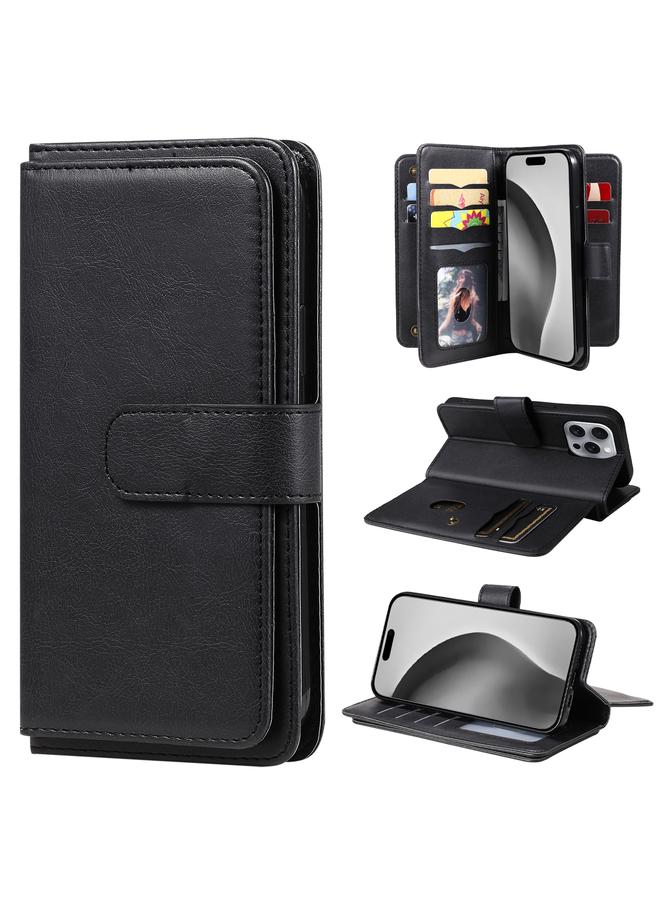 S-TOP Case For iPhone 16 Pro Max Multi-Function Wallet 10 Card Slots Leather Phone Case - Image 1