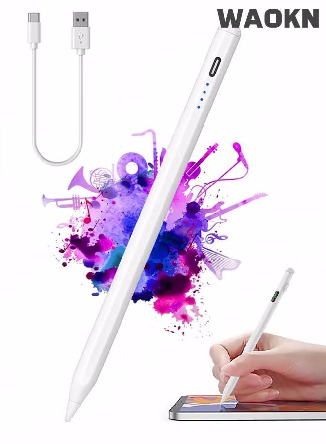 WAOKN Universal Stylus Pen for Touch Screens - Touch Pen for Mobile, Compatible with all iOS & Android Devices,iPad, iPhone,Laptop,Huawei/Honor/Samsung/Lenovo/Xiaomi ,Apple iPad Pro,iPad,Samsung Phones Tablet Pencil Huawei Pad - Ideal for Drawing & Handwriting, White - Image 2