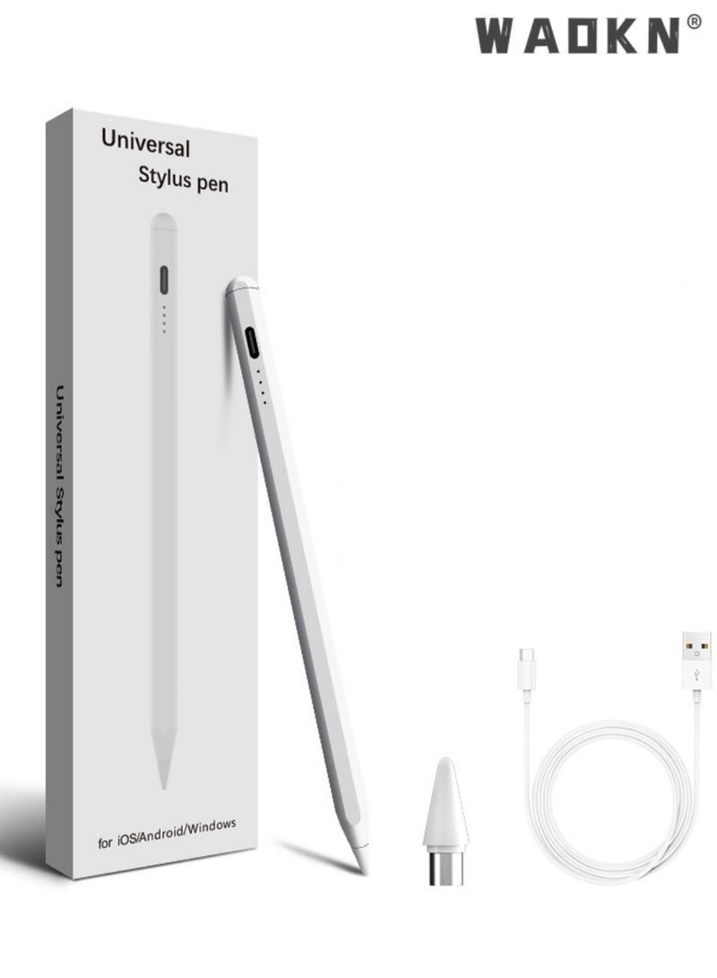 WAOKN Universal Stylus Pen for Touch Screens - Touch Pen for Mobile, Compatible with all iOS & Android Devices,iPad, iPhone,Laptop,Huawei/Honor/Samsung/Lenovo/Xiaomi ,Apple iPad Pro,iPad,Samsung Phones Tablet Pencil Huawei Pad - Ideal for Drawing & Handwriting, White - Image 1