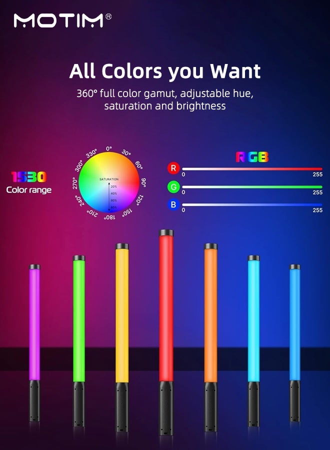 Motim Handheld Light Wand for Photography, 360° RGB LED Video Light, 9200mAh Rechargeable Mini Light Stick for Video Shooting, 2700-7500K Dimmable Camera Light - Image 2