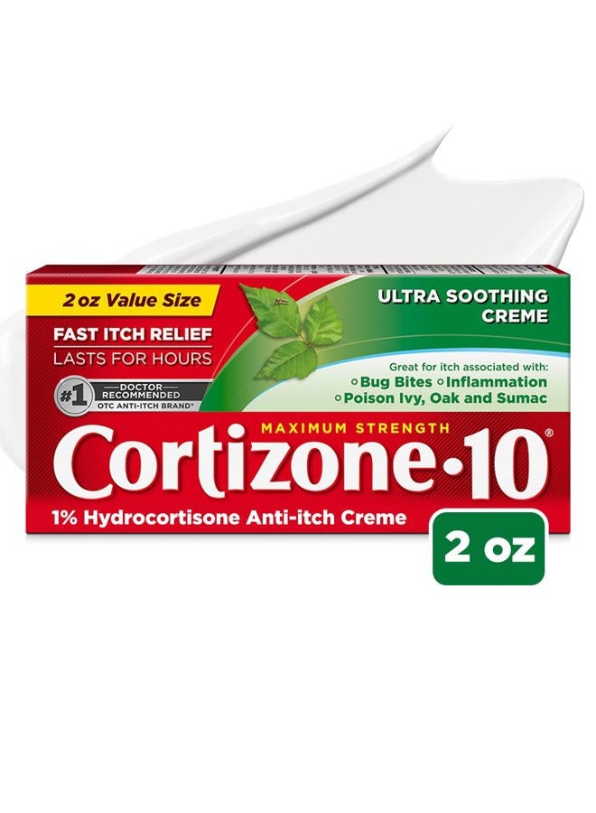 Cortizone 10 Maximum Strength Ultra Soothing Anti-Itch Cream, 1% Hydrocortisone Creme, 2 oz. - Image 1