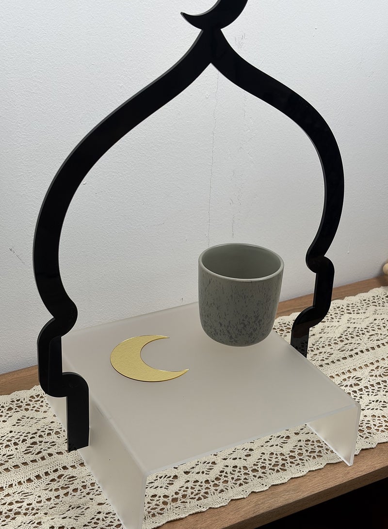 LOWHA Acrylic Decorative Serving Tray Stand with Ramadan Crescent Moon Design - Image 3