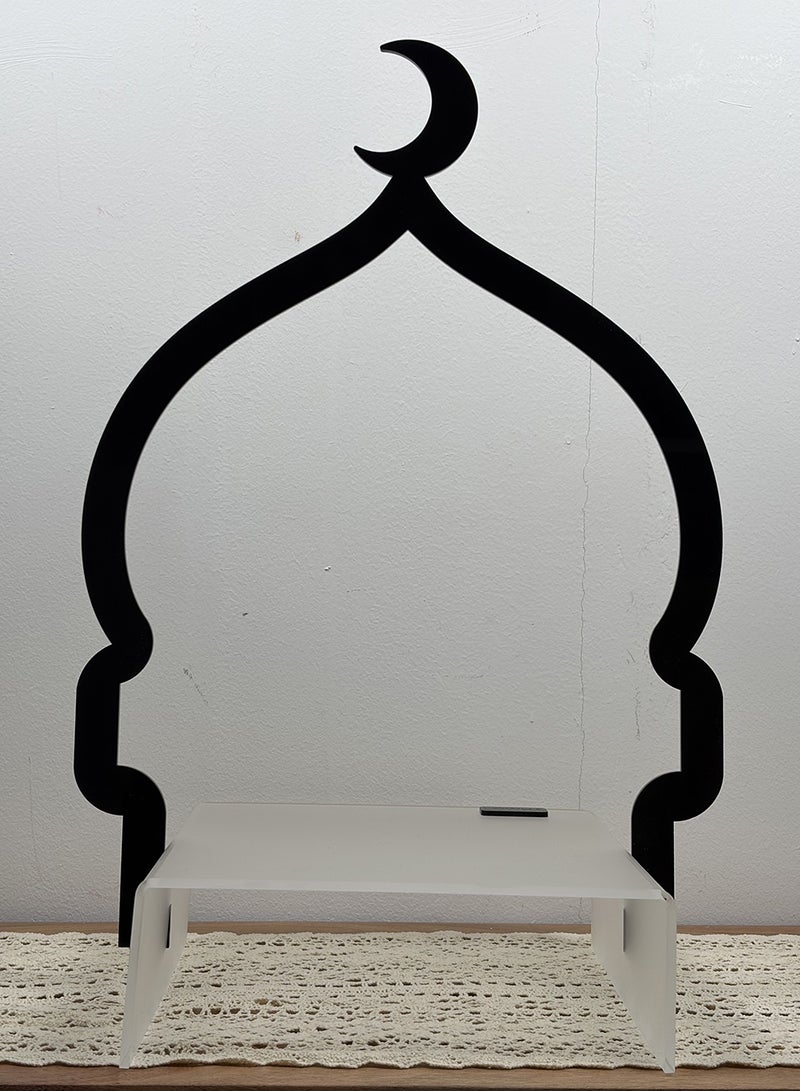 LOWHA Acrylic Decorative Serving Tray Stand with Ramadan Crescent Moon Design - Image 1