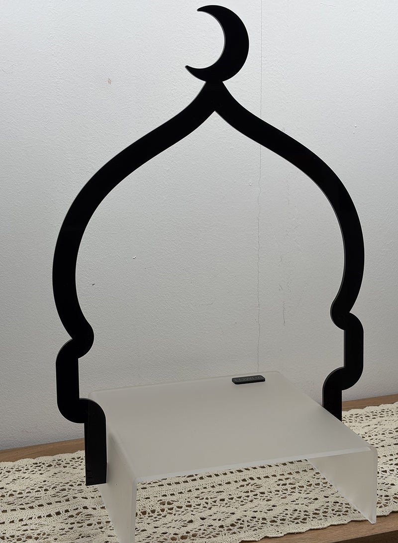LOWHA Acrylic Decorative Serving Tray Stand with Ramadan Crescent Moon Design - Image 2