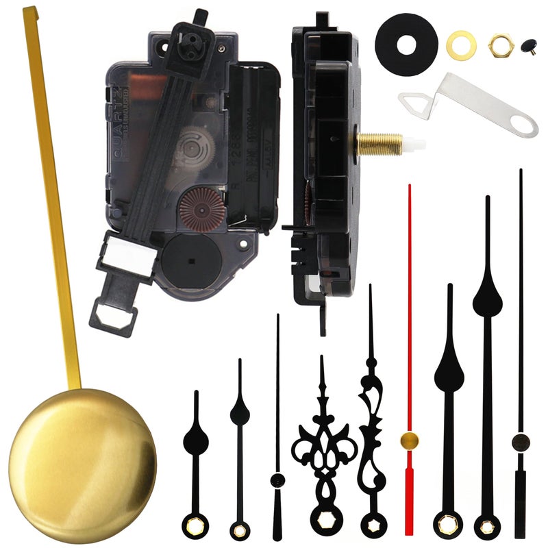 TIKROUND Original Youngtown 12888 Pendulum Clock Movement with 3 Sets of Hands 23 mm (9/10 inches) Shaft Length 15.4 mm (3/5 inch) Thread Length. - Image 1
