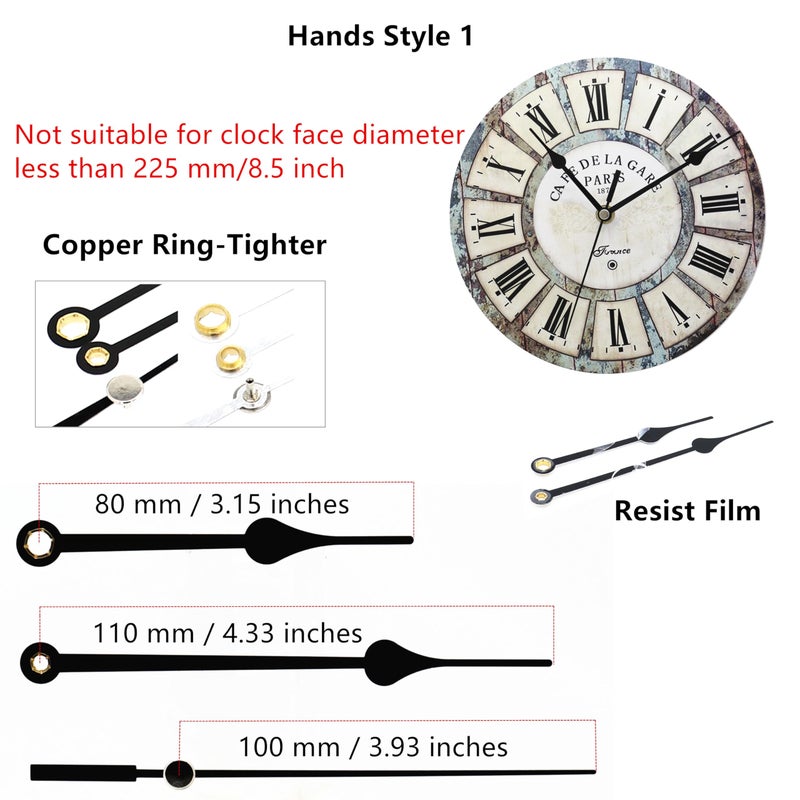 TIKROUND Original Youngtown 12888 Pendulum Clock Movement with 3 Sets of Hands 23 mm (9/10 inches) Shaft Length 15.4 mm (3/5 inch) Thread Length. - Image 4