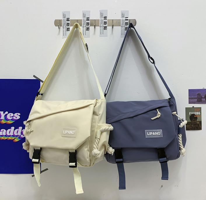 INSHERE Aesthetic Crossbody Bag  15.6 Inch Laptop Messenger Bag For Women  Cute Shoulder Bag With Cute Pins And Ornament Blue - Image 4